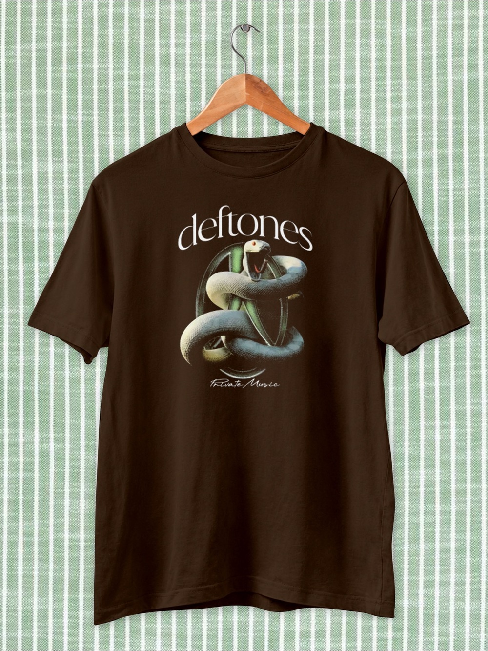 Deftones snake shirt Brown Long Sleeve Graphic Tee - Snake Design